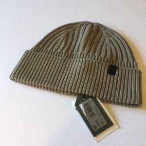 ALLSAINTS RIB MIX KNIT WOOL BLEND BEANIE IN KHAKI OS UNISEX ADULT NWT
